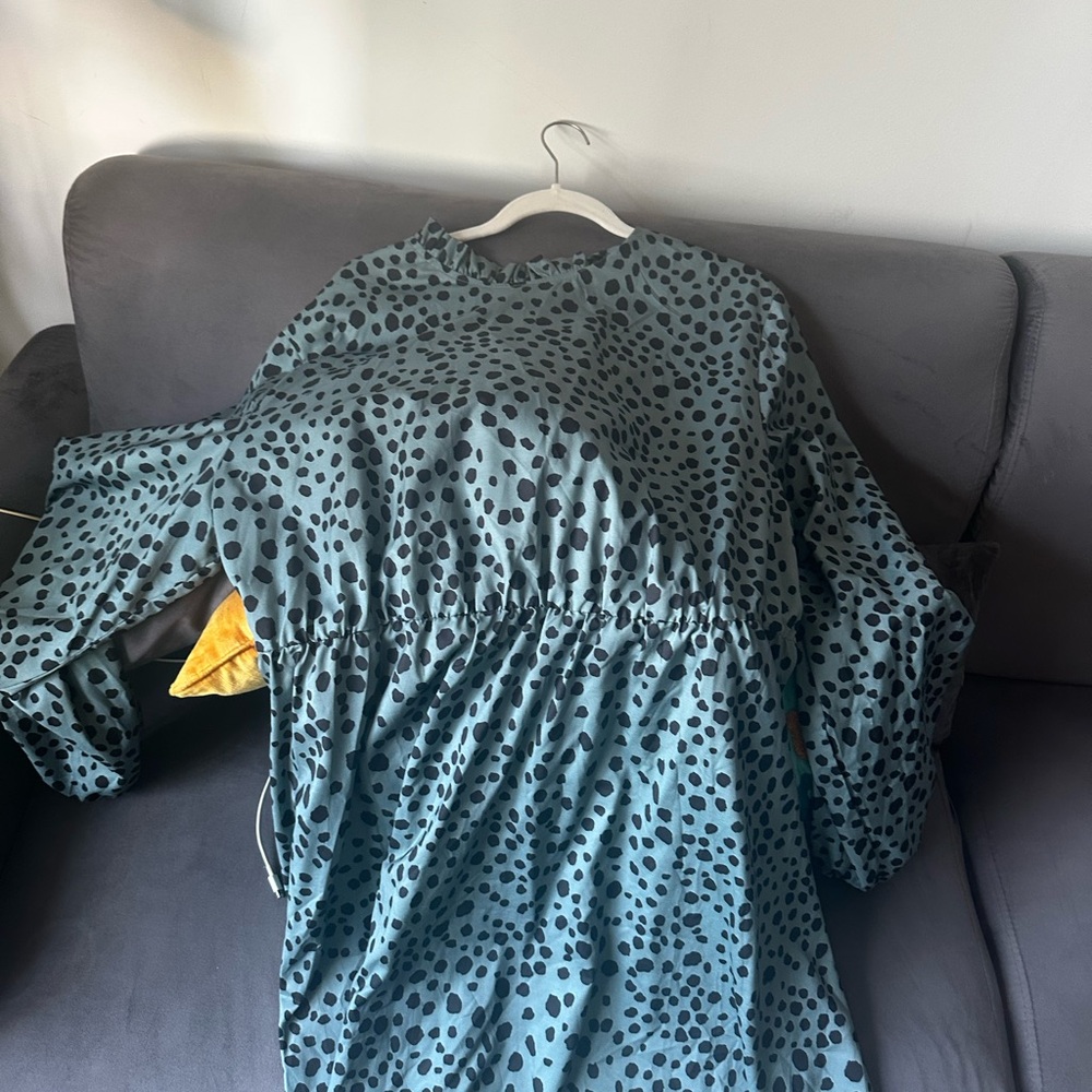 SHEIN Long Sleeve Polka Dot Dress - Black and Blue
